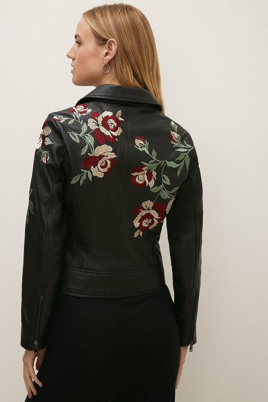Oasis Floral Embroidered Leather Jacket 3