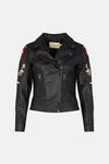 Oasis Floral Embroidered Leather Jacket thumbnail 4