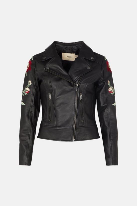 Oasis Floral Embroidered Leather Jacket 4