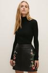 Oasis Floral Embroidered Leather Mini Skirt thumbnail 1