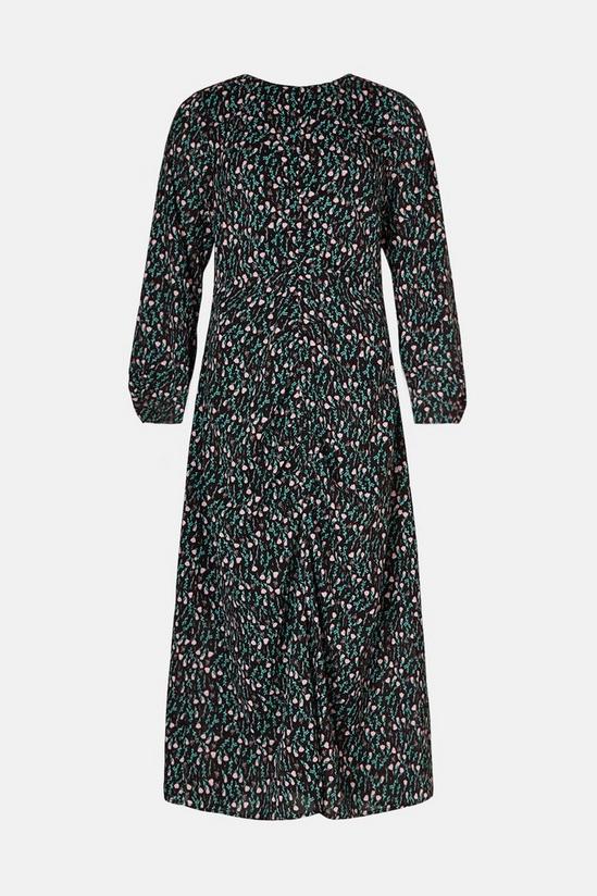 Oasis Ruched Front Long Sleeve Floral Midi Dress 4