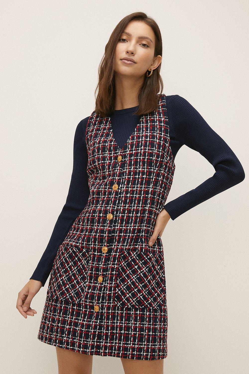 Pinafore tweed outlet dress