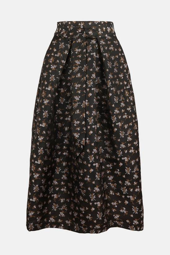 Oasis Floral Jacquard Belted Midi Skirt 4