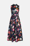 Oasis Navy Floral High Neck Scuba Midi Dress thumbnail 4