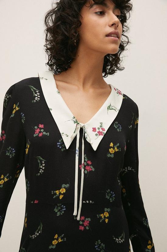 Oasis Tie Collar Floral Printed Midi Dress 2