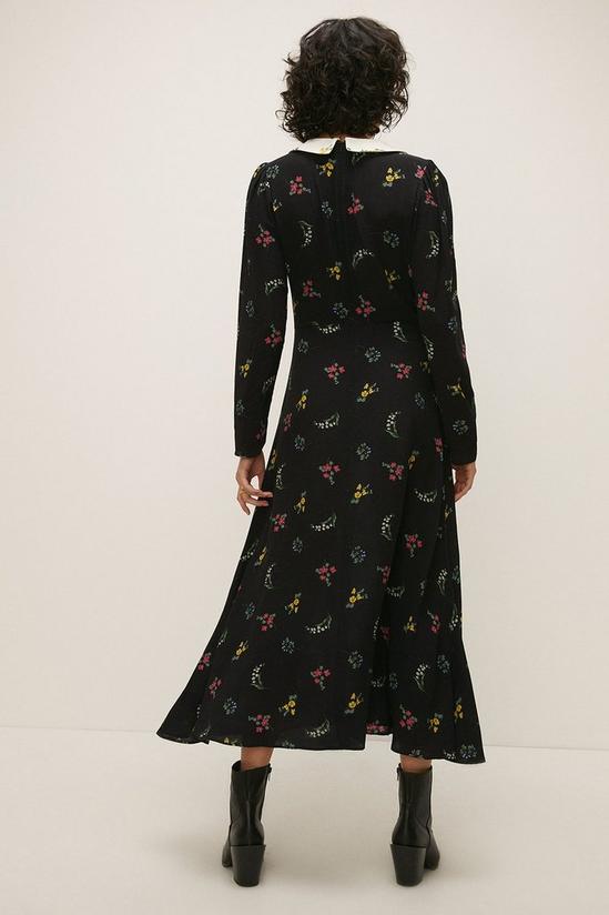 Oasis Tie Collar Floral Printed Midi Dress 3