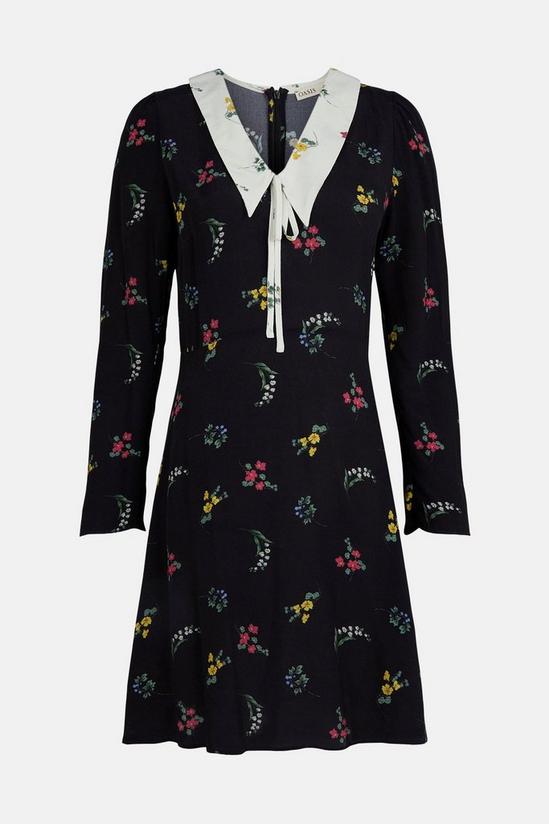Oasis Tie Collar Floral Printed Skater Tea Dress 4