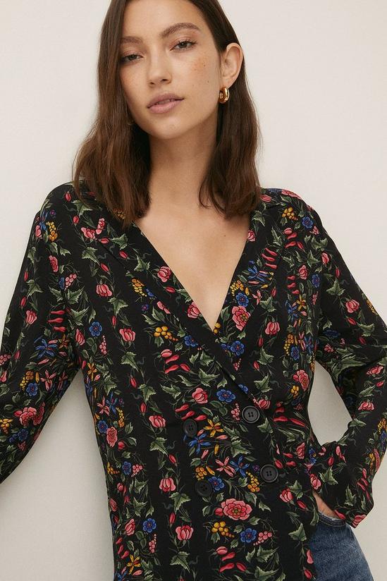 Oasis Stripe Floral Printed Double Breasted Shirt 2