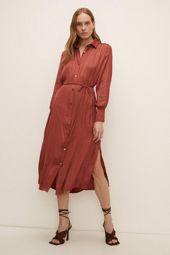 Oasis Petite Satin Long Line Midi Shirt Dress 1