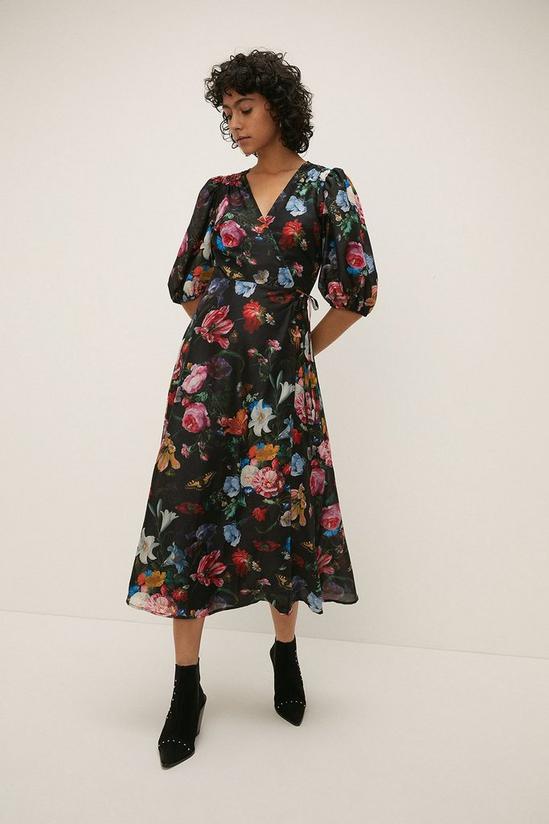 Oasis Floral Printed Wrap Midi Dress 2