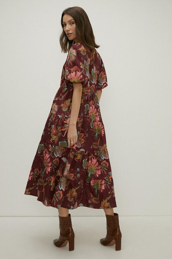 Oasis Tiered Cord Folk Floral Midi Dress 3