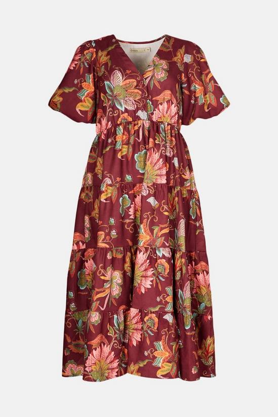 Oasis Tiered Cord Folk Floral Midi Dress 4