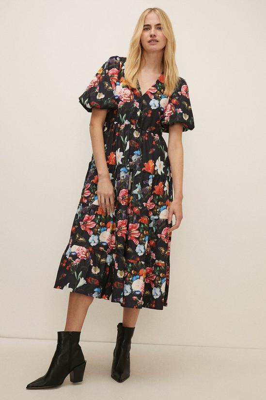 Oasis Tiered Cord Floral Butterfly Midi Dress 2