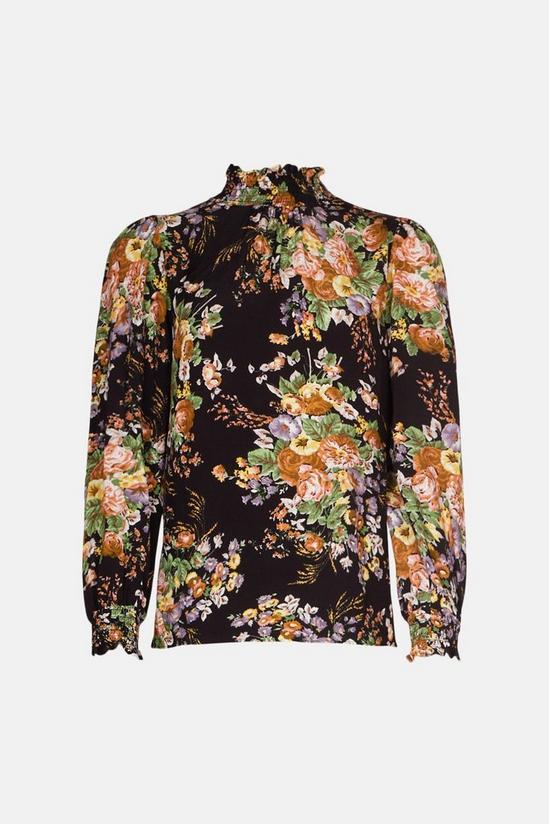 Oasis Shirred Neck Floral Printed Top 4