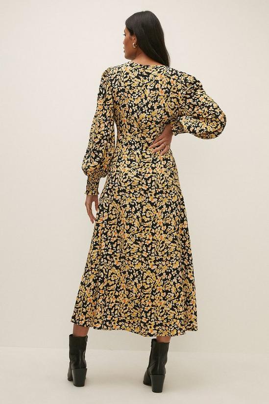 Oasis Swirl Animal Printed Shirred Cuff Midi Dress 3