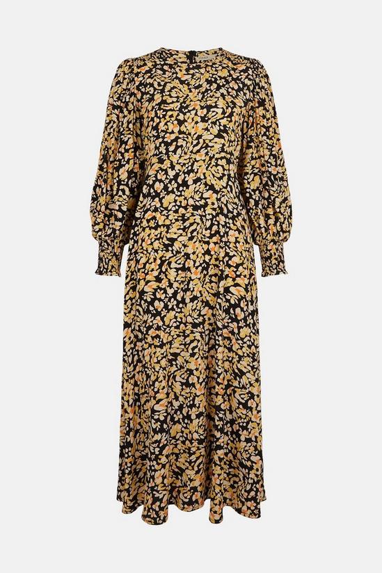Oasis Swirl Animal Printed Shirred Cuff Midi Dress 4
