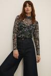 Oasis Ditsy Floral Funnel Neck Mesh Top thumbnail 1