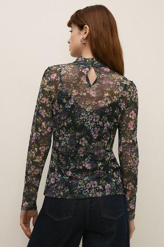 Oasis Ditsy Floral Funnel Neck Mesh Top 3