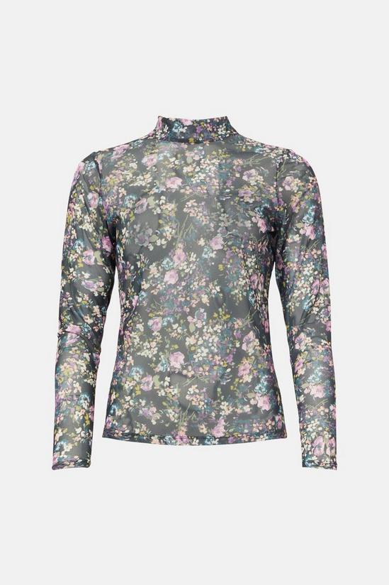 Oasis Ditsy Floral Funnel Neck Mesh Top 4