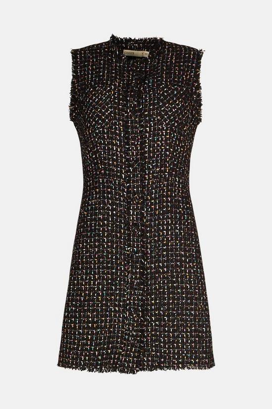 Oasis Premium Multi Colour Tweed Sleeveless Dress 4
