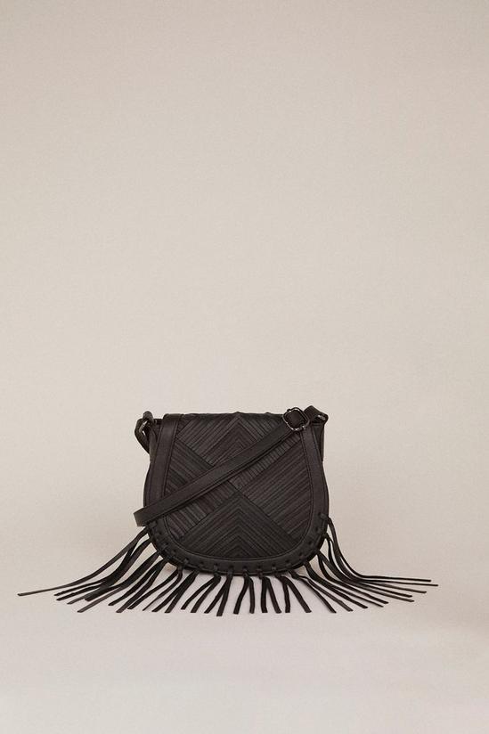 Oasis Leather Tassel Stitch Detail Saddle Bag 1