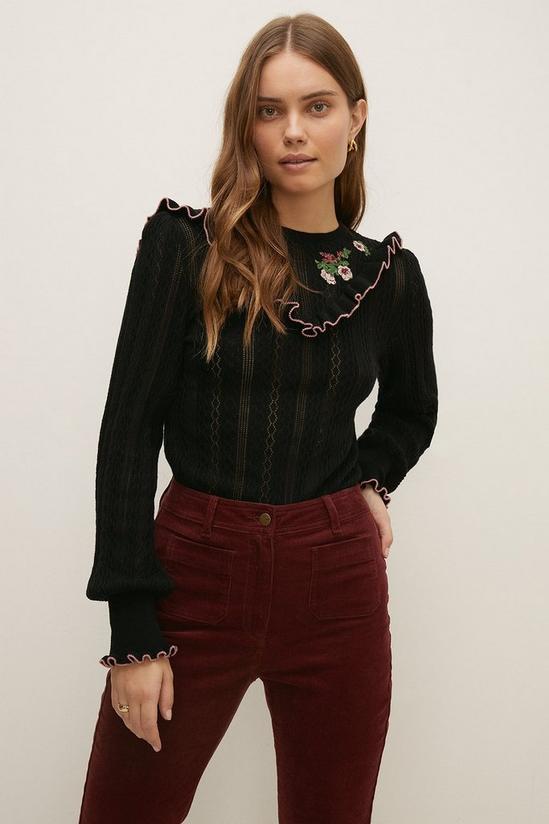 Oasis RHS Embroidered Ruffle Jumper 1