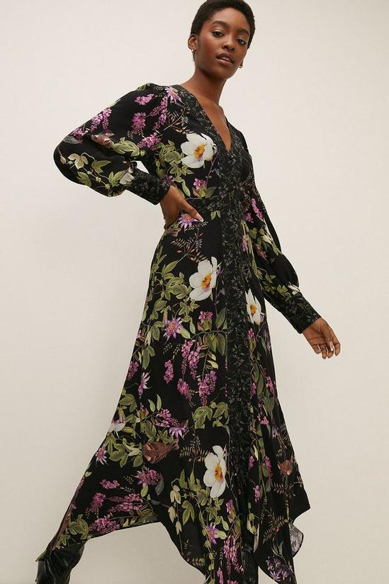 Oasis RHS Mixed Floral Print Hanky Hem Dress 2