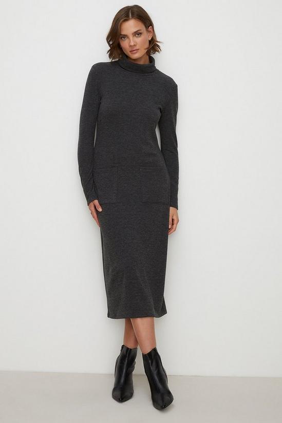 Oasis Cosy Rib Roll Neck Knitted Midi Dress 2