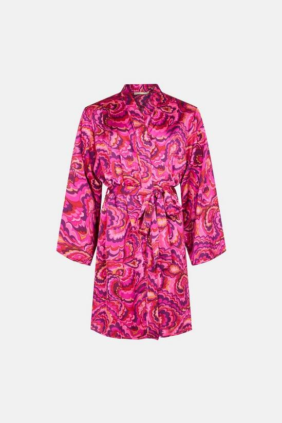 Oasis Bright Swirl Printed Satin Robe 4