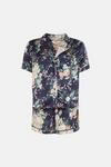 Oasis Navy Floral Satin Short Sleeve Pj Set thumbnail 4