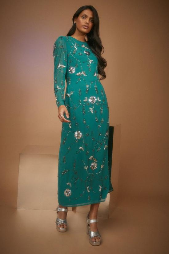 Oasis Premium Sequin Floral Occasion Maxi Dress 1