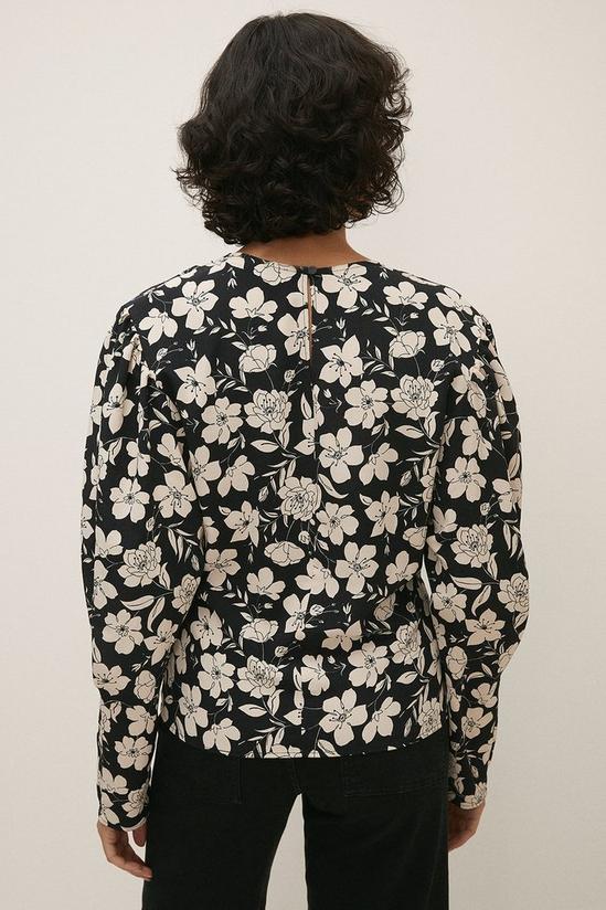 Oasis Pleat Neck Mono Floral Printed Woven Top 3