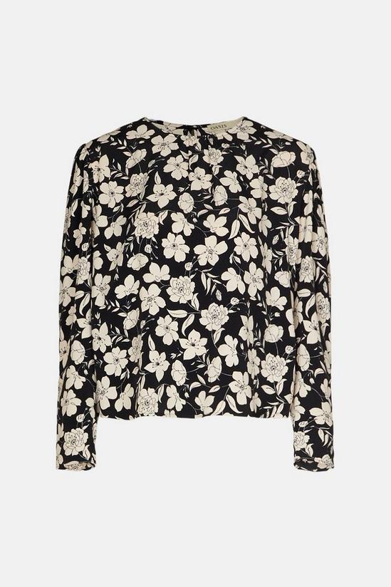 Oasis Pleat Neck Mono Floral Printed Woven Top 4