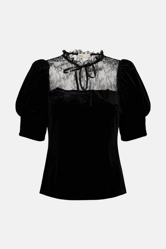 Oasis Lace Velvet Puff Sleeve Top 4
