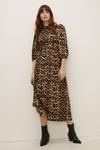 Oasis Leopard Print Textured Woven Smock Midi Dress thumbnail 2