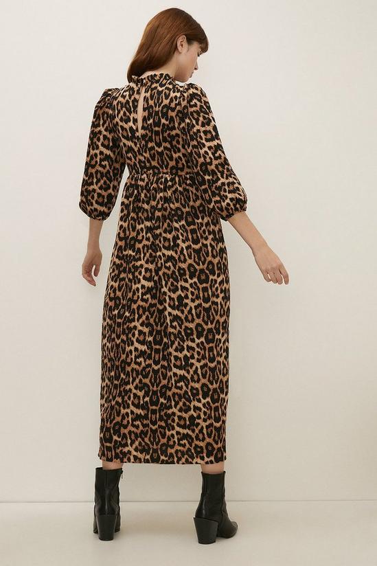 Oasis Leopard Print Textured Woven Smock Midi Dress 3