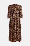 Oasis Leopard Print Textured Woven Smock Midi Dress thumbnail 4