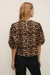 Oasis Leopard Print Textured Woven Puff Sleeve Top thumbnail 3
