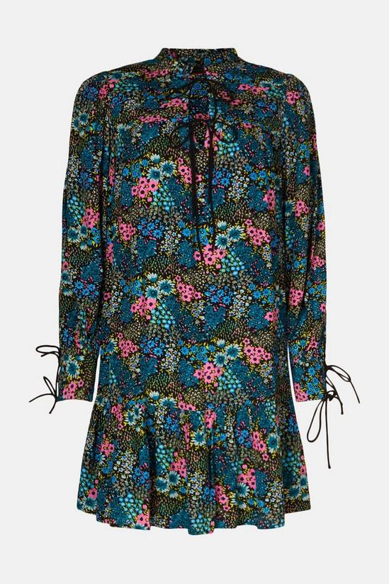 Oasis Cluster Floral Pintuck Tie Detail Smock Dress 4