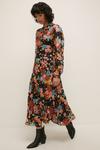 Oasis 70s Floral Printed Pleated Ruched Front Midi thumbnail 2