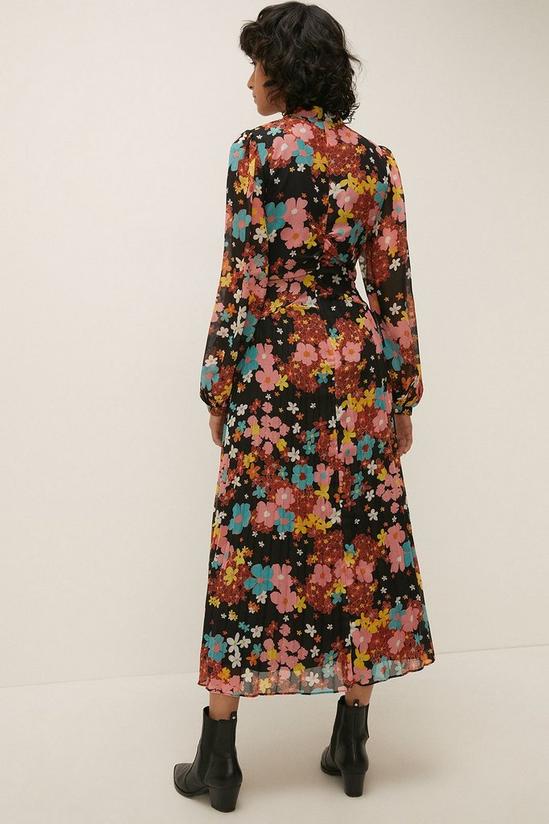 Oasis 70s Floral Printed Pleated Ruched Front Midi 4
