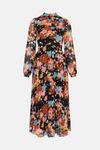 Oasis 70s Floral Printed Pleated Ruched Front Midi thumbnail 5