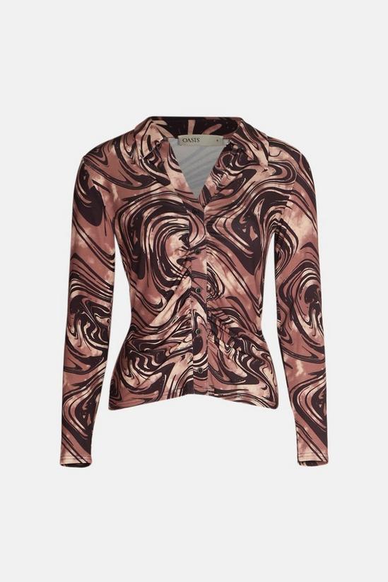 Oasis Slinky Jersey Marble Ruched Front Shirt 4