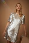 Oasis Petite Silver Sequin Tee Shirt Dress thumbnail 1