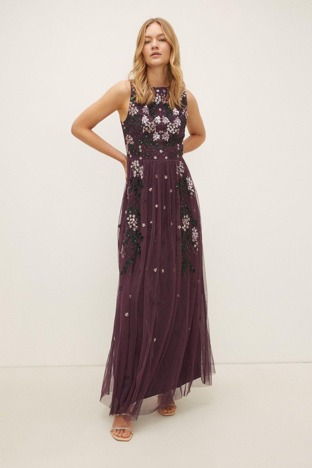 Sequin embroidered shop maxi dress