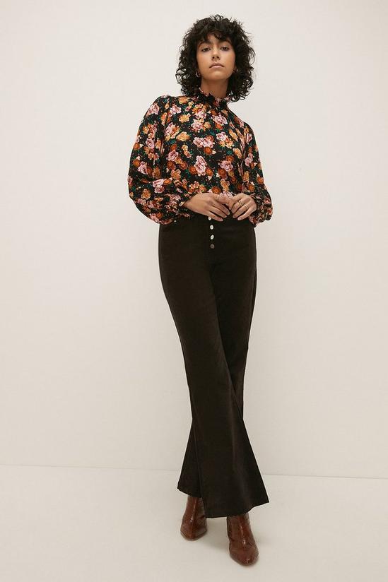 Oasis 70s Floral Shirred Neck Top 1