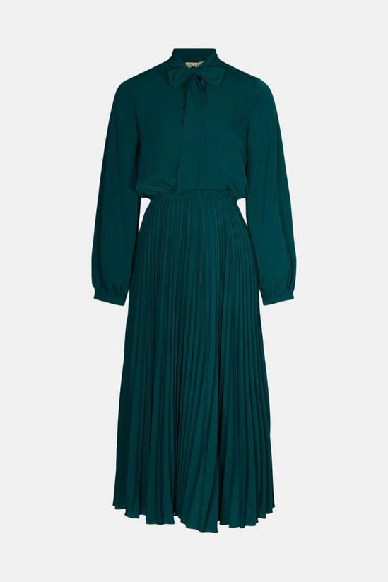 Oasis Long Sleeve Pussybow Pleated Midi Dress 4