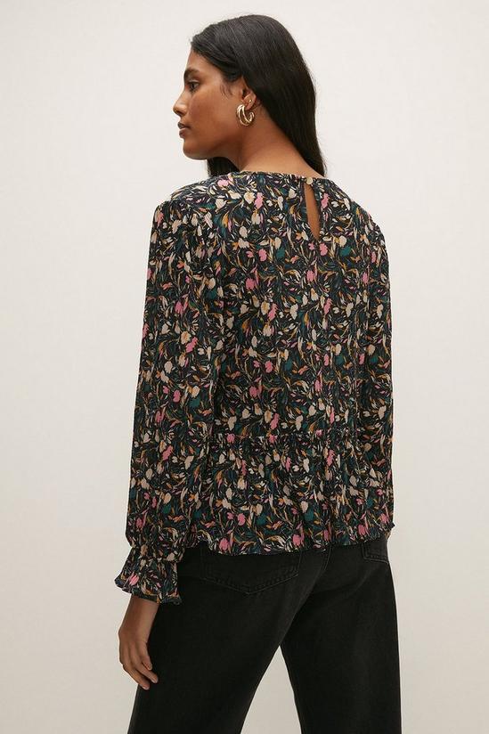 Oasis Pleated Frill Cuff Floral Blouse 3