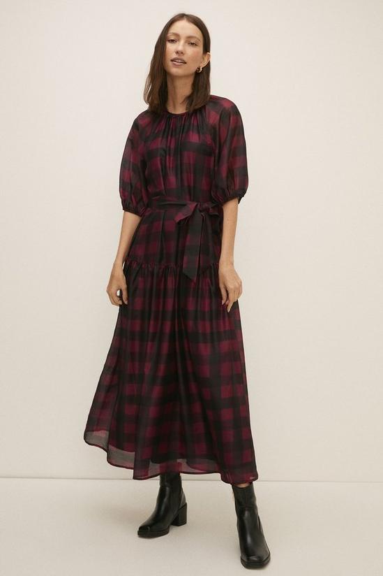 Oasis Check Puff Sleeve Belted Midi 2