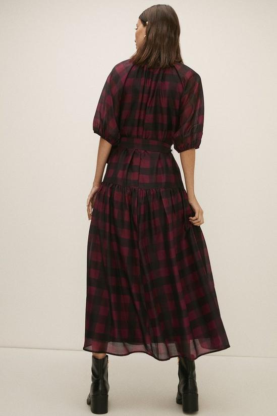 Oasis Check Puff Sleeve Belted Midi 3